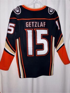 Fanatics Black Anaheim Ducks-Style Hockey Jersey with Orange and Gold Stripes
